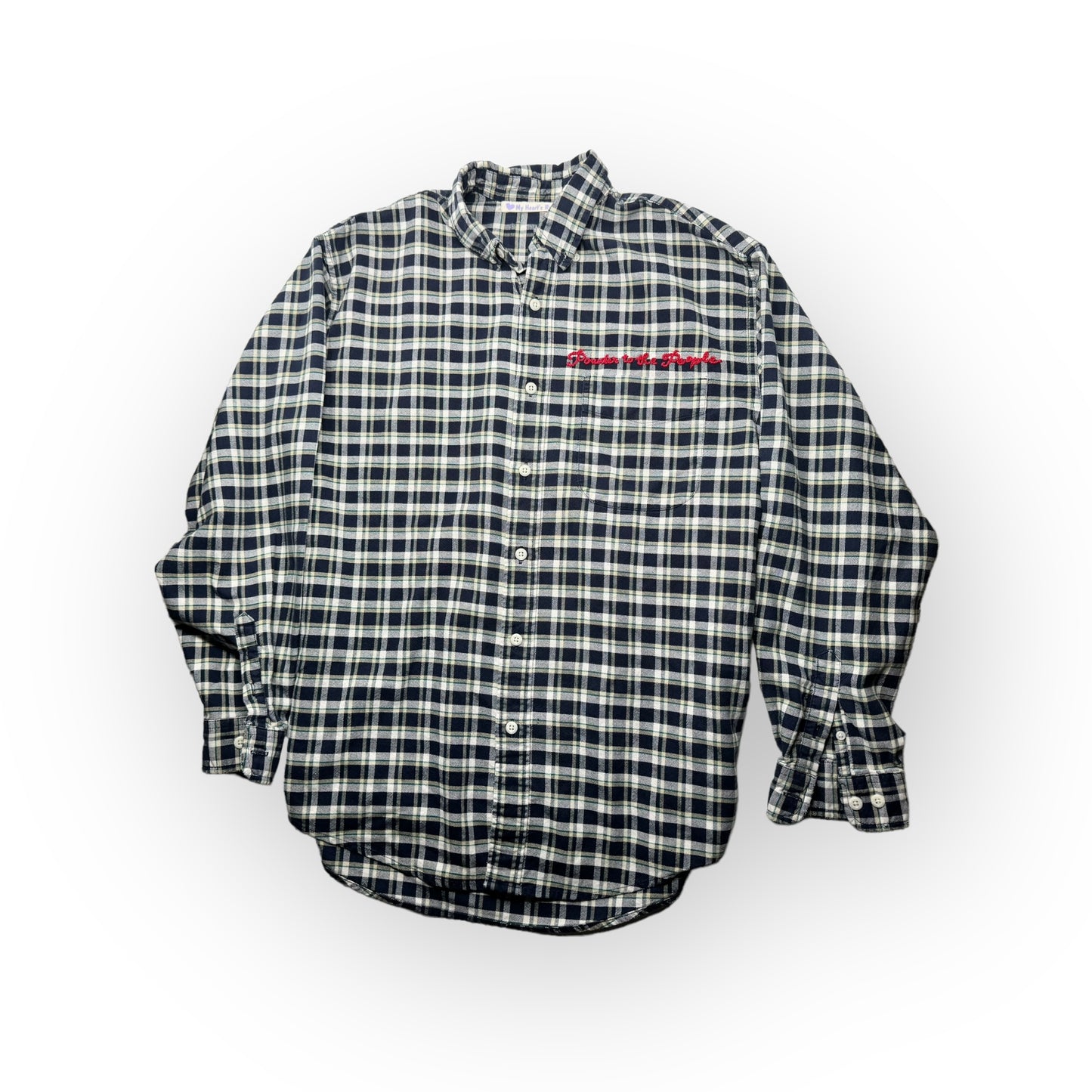 Powder to the people XL blue plaid button down