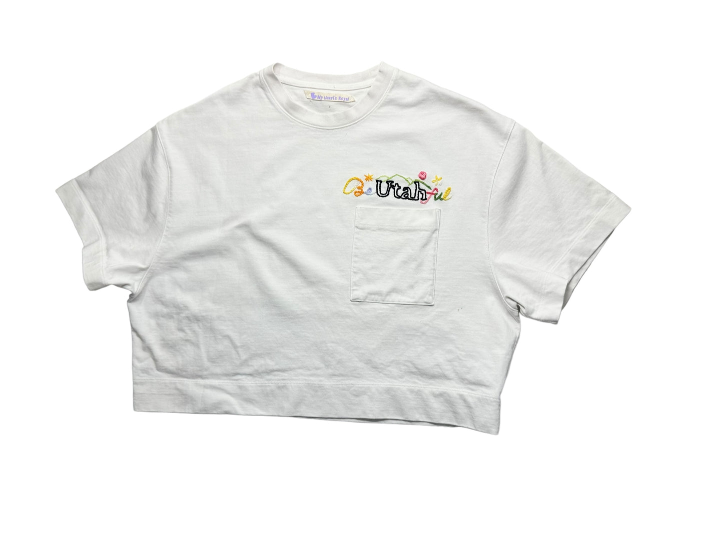 BeUtahful Cropped white tee shirt