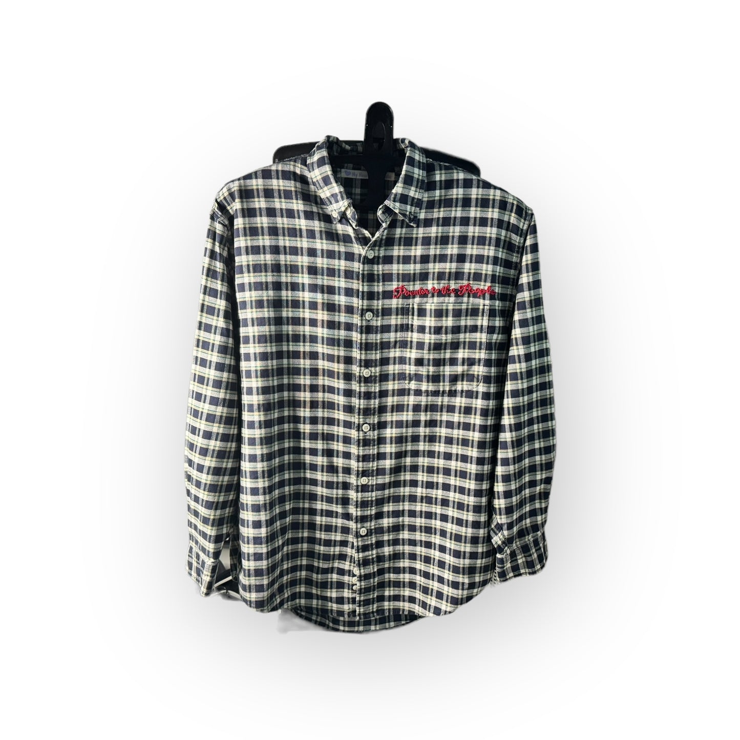 Powder to the people XL blue plaid button down