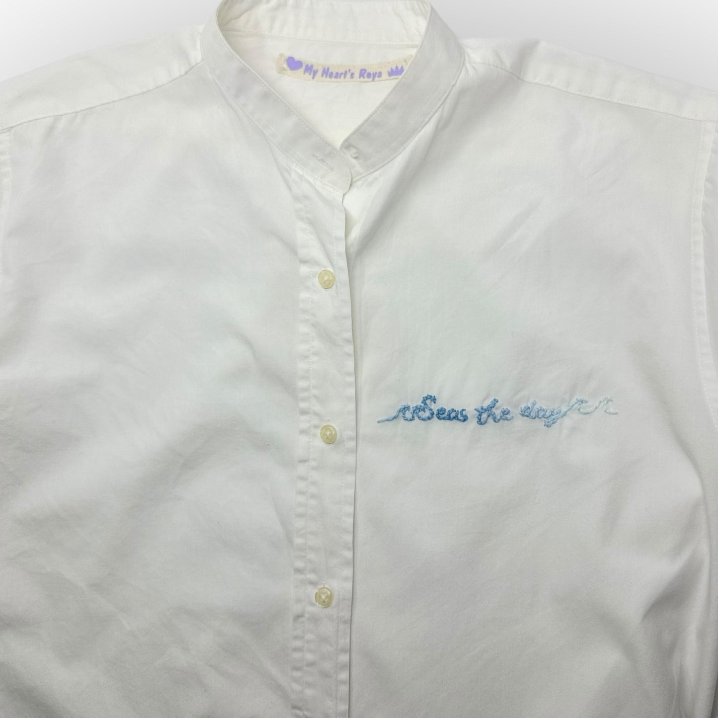 Seas the Day white tux shirt small