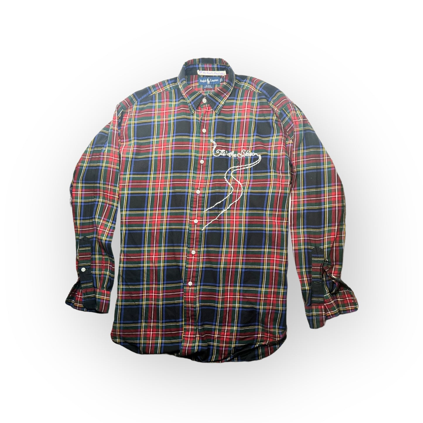 Tis the Skison christmas plaid button down