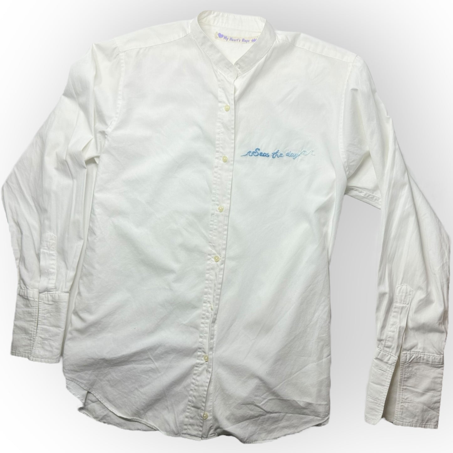 Seas the Day white tux shirt small