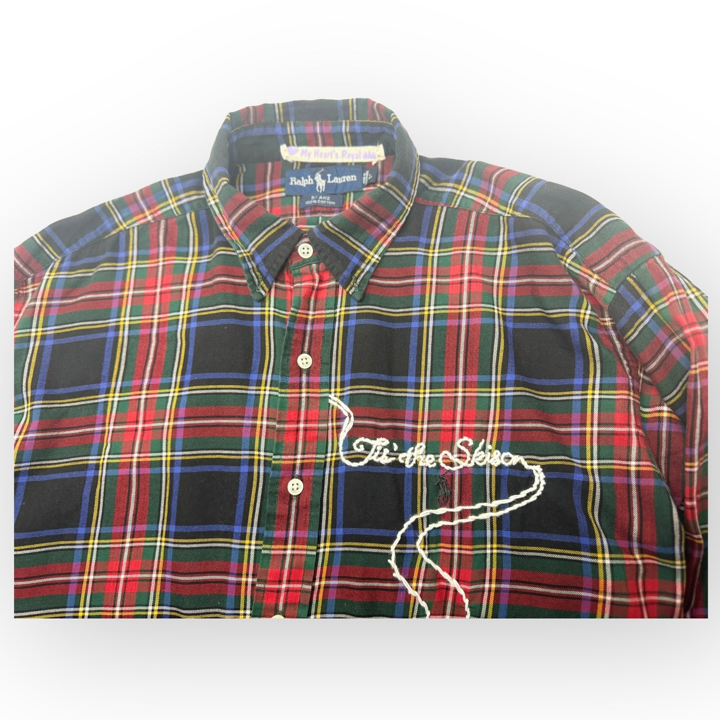 Tis the Skison christmas plaid button down