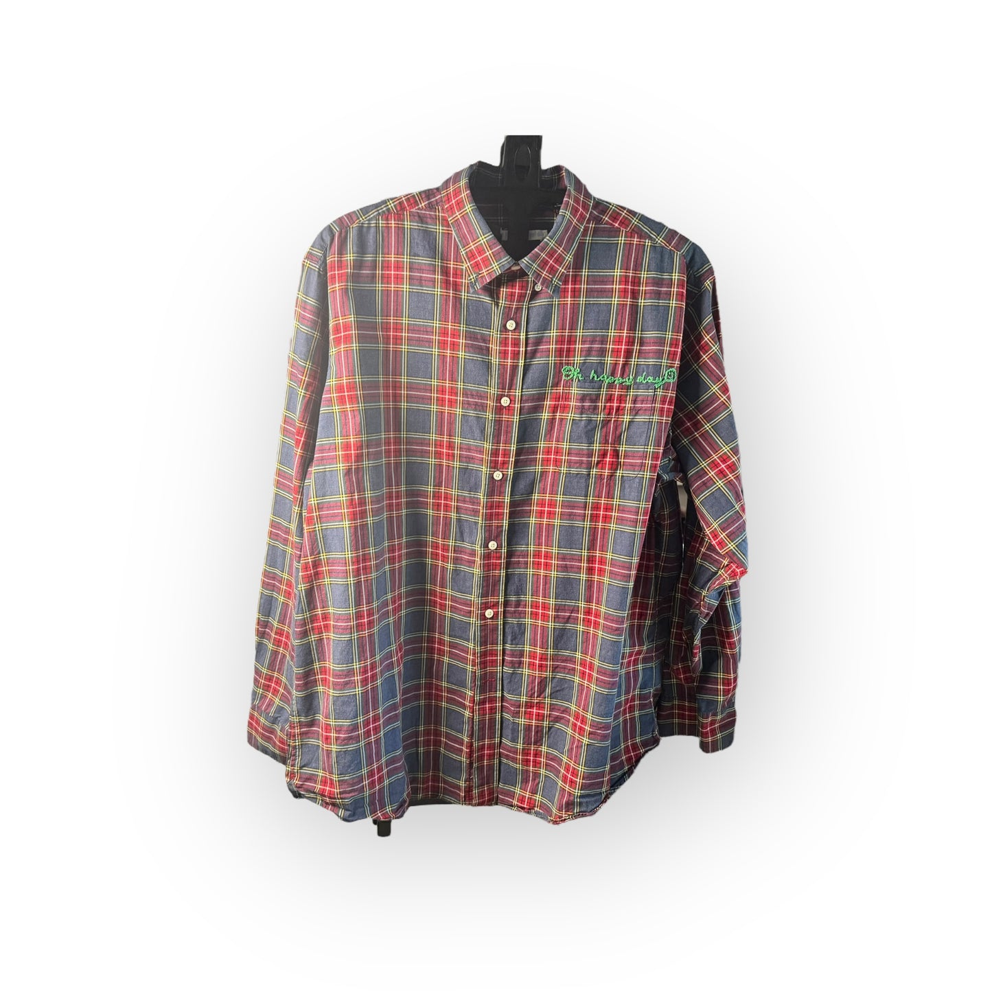 oh happy day christmas plaid button down