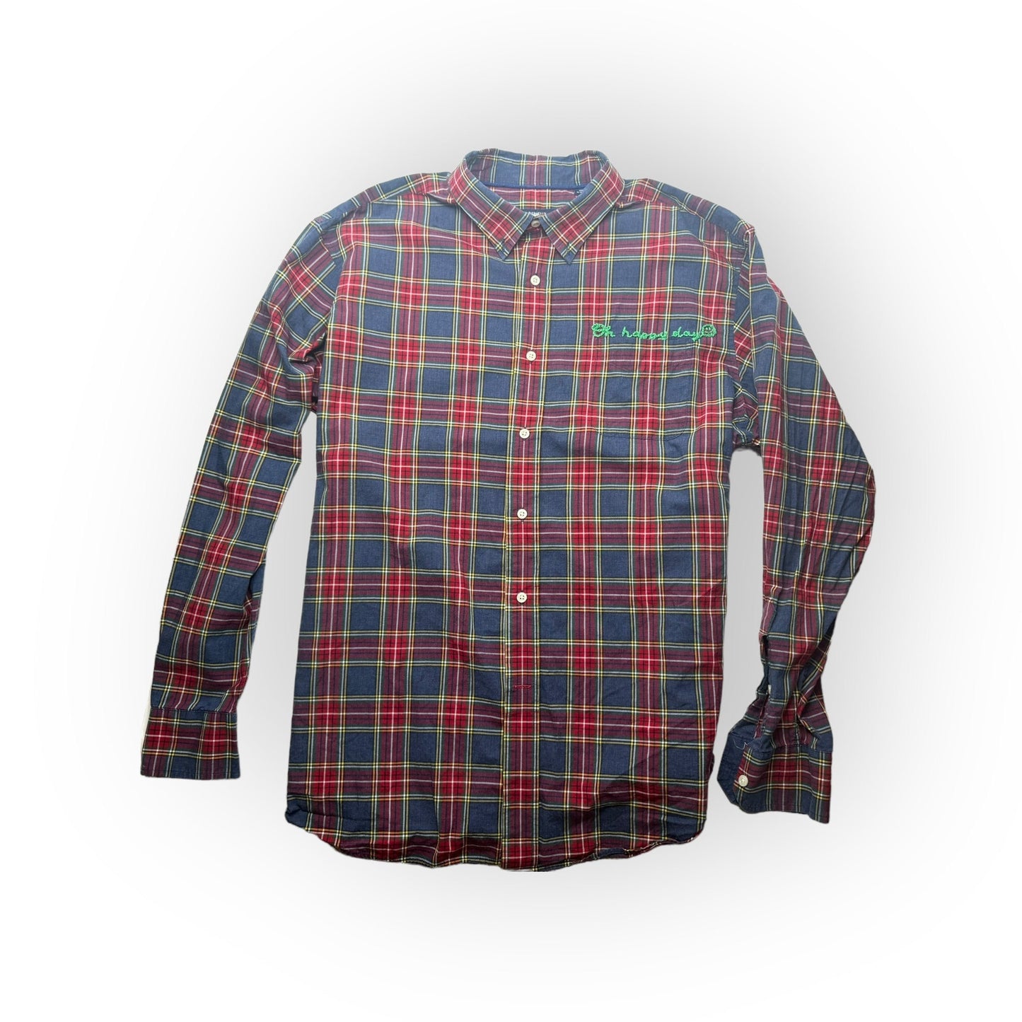 oh happy day christmas plaid button down